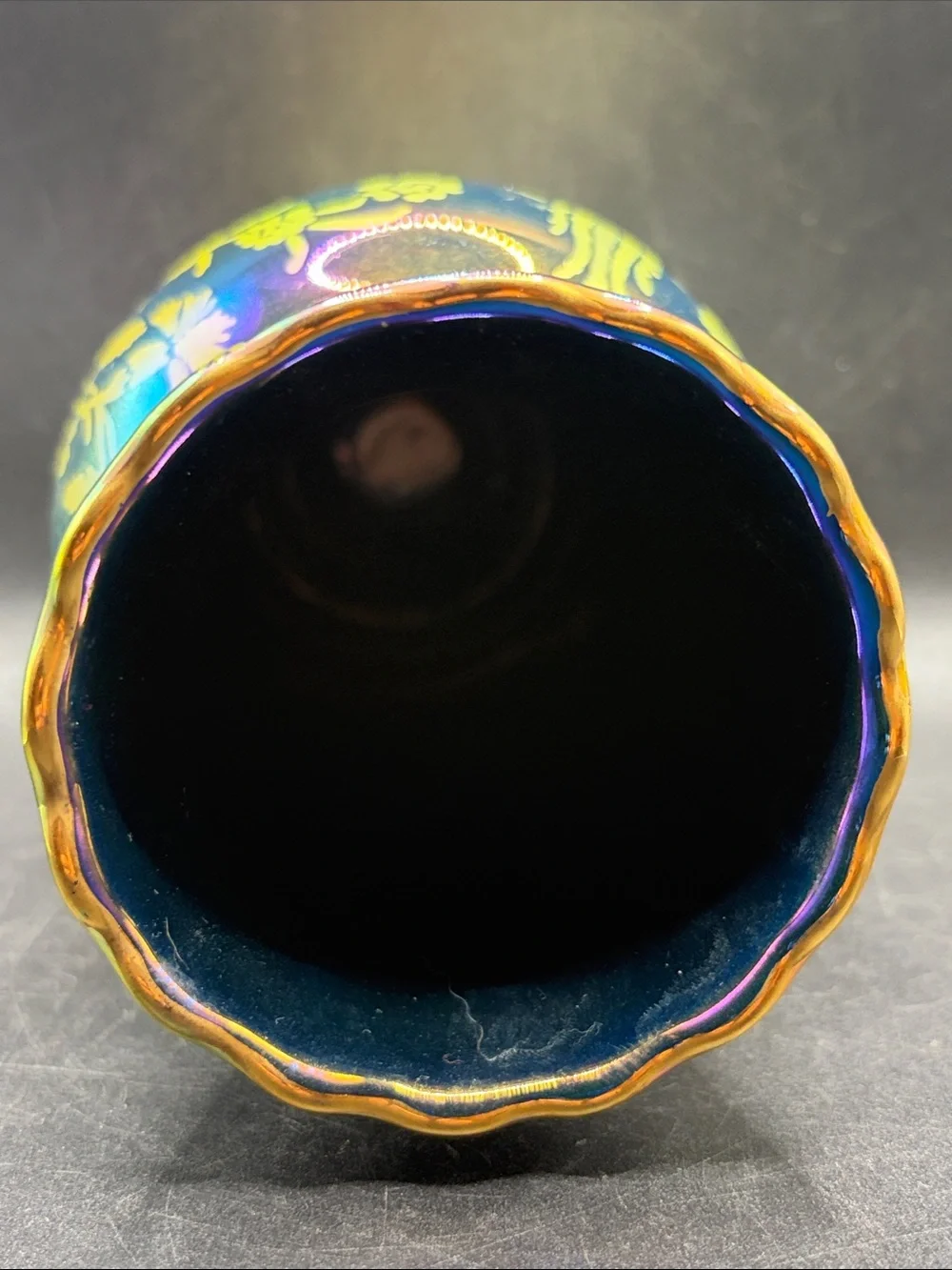 Anthropologie Lanza Iridescent Stoneware Floral Bird Motif Vase Vessel Decor
